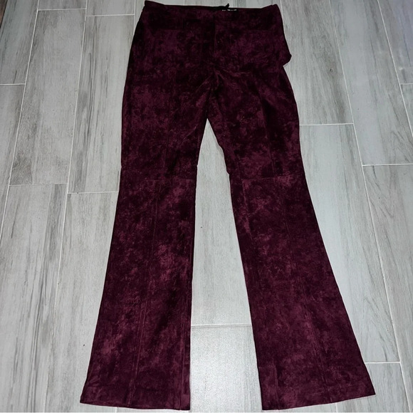 Blank NYC Roasted Eggplant High Waist Faux Suede Boot Cut Flare Pants, Size 30 - Picture 3 of 10